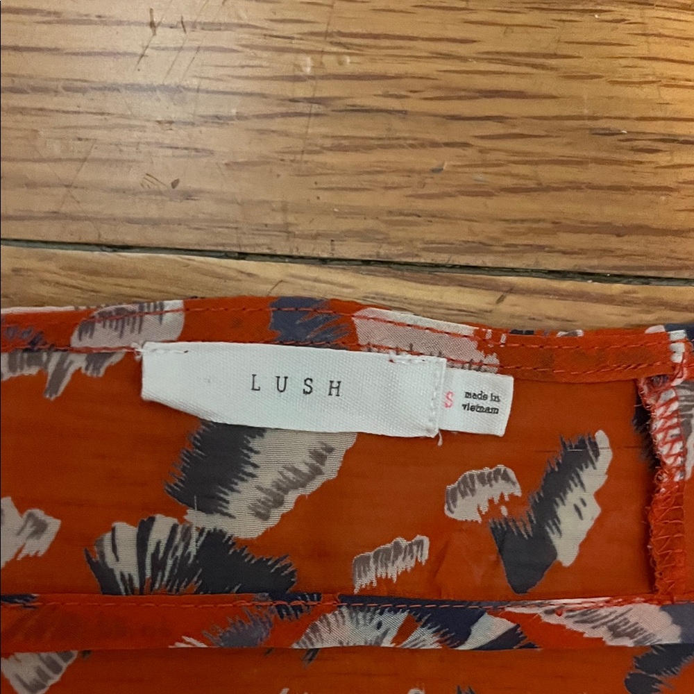 Lush Orange and Blue Patterned Blouse Tunic - Picture 3 of 4